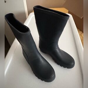 Navy Blue Calf-Length Rain Boots